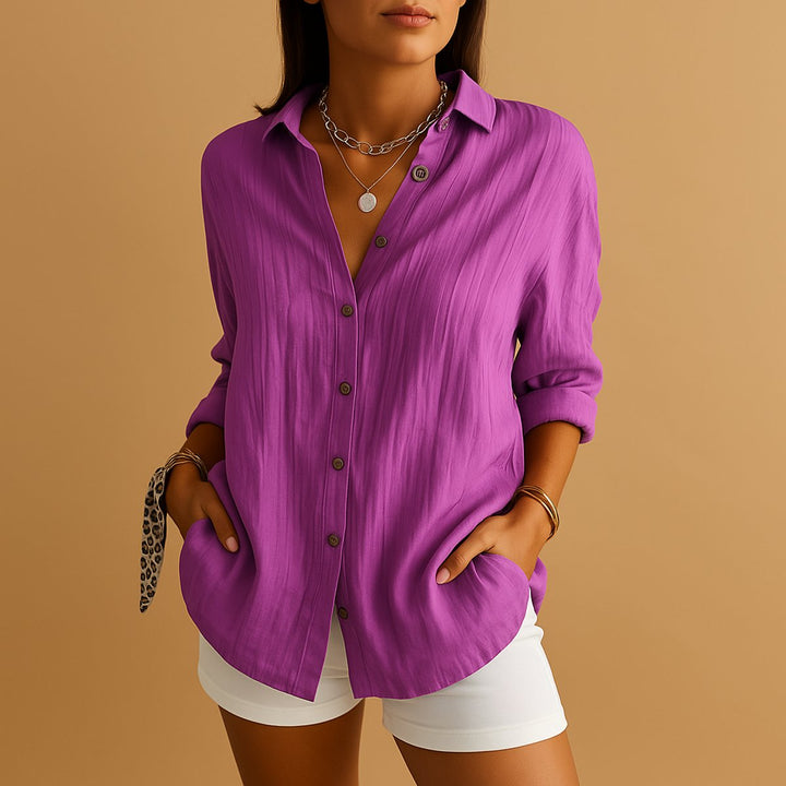 Sienna | Women's Relaxed-Fit Button-Up Long-Sleeve Blouse
