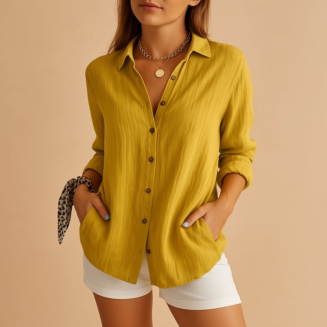 Sienna | Women's Relaxed-Fit Button-Up Long-Sleeve Blouse