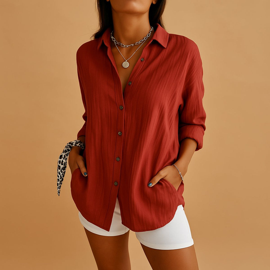Sienna | Women's Relaxed-Fit Button-Up Long-Sleeve Blouse