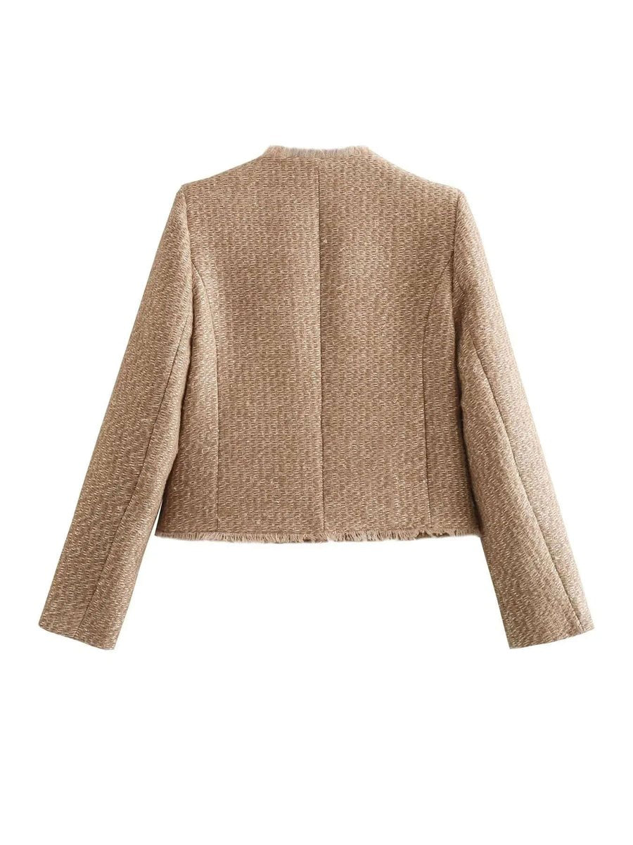 Florence | Women's Relaxed-Fit Tweed Coat Jacket Gold-Button Outerwear