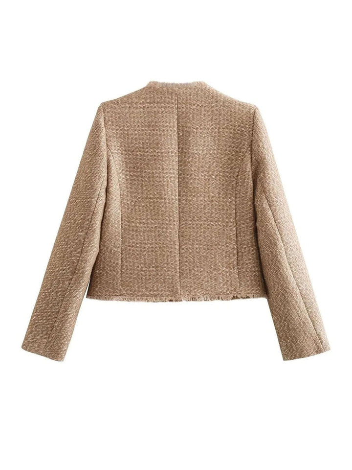 Florence | Women's Relaxed-Fit Tweed Coat Jacket Gold-Button Outerwear