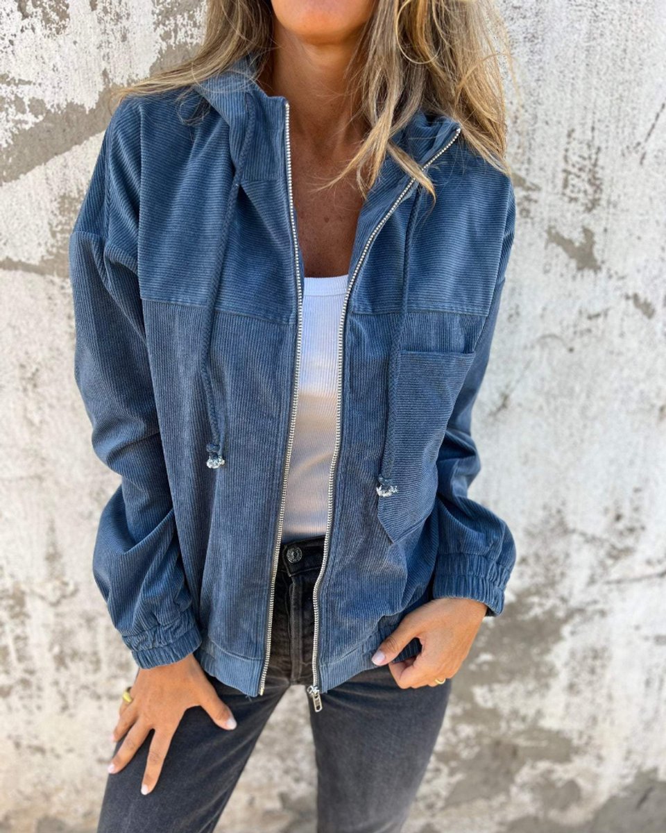 Sophie | Women's Retro Corduroy Hooded Zip-Up Coat Jacket