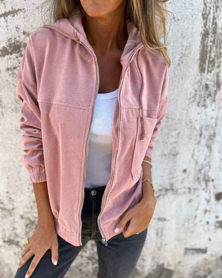 Sophie | Women's Retro Corduroy Hooded Zip-Up Coat Jacket