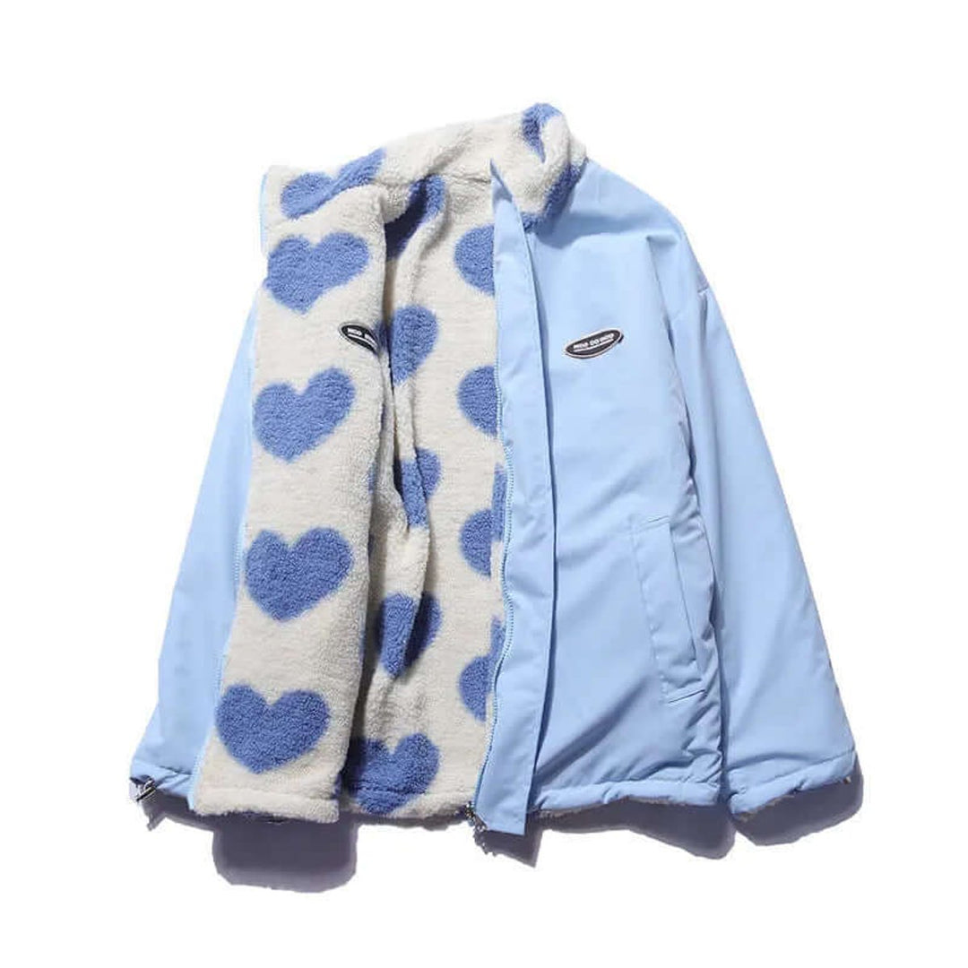 Amelia | Women's Reversible Heart-Print Fleece Lined Coat
