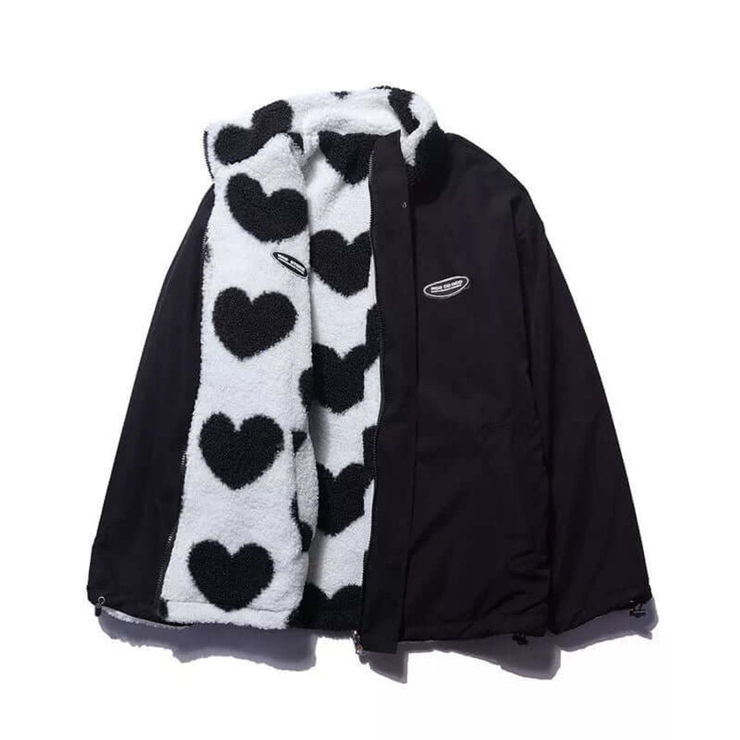 Amelia | Women's Reversible Heart-Print Fleece Lined Coat