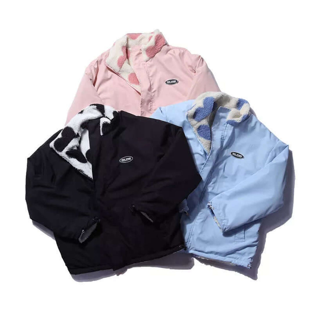 Amelia | Women's Reversible Heart-Print Fleece Lined Coat