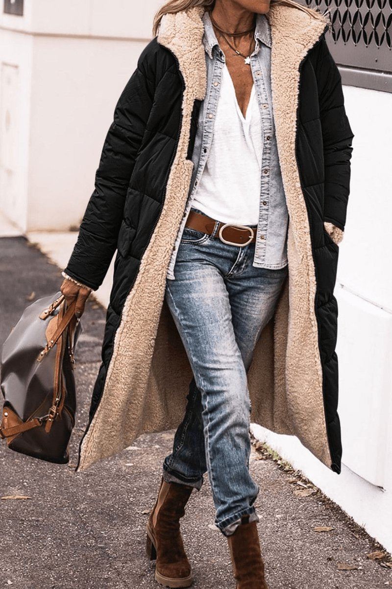 Emily | Women's Reversible Teddy Fleece Hooded Winter Coat