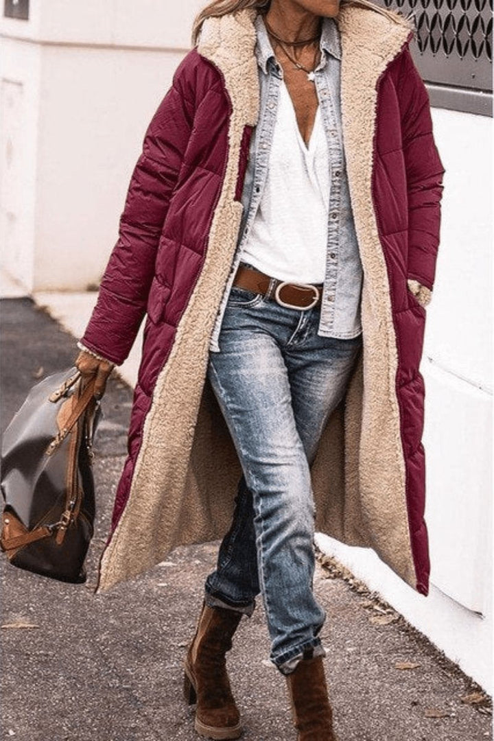 Emily | Women's Reversible Teddy Fleece Hooded Winter Coat