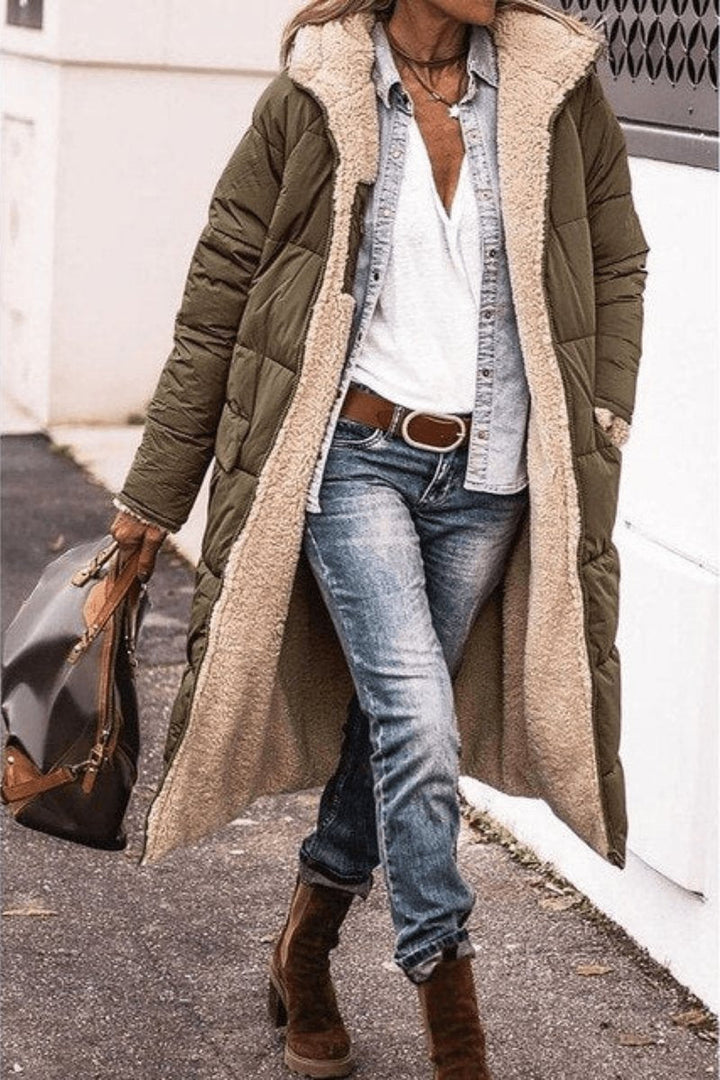 Emily | Women's Reversible Teddy Fleece Hooded Winter Coat