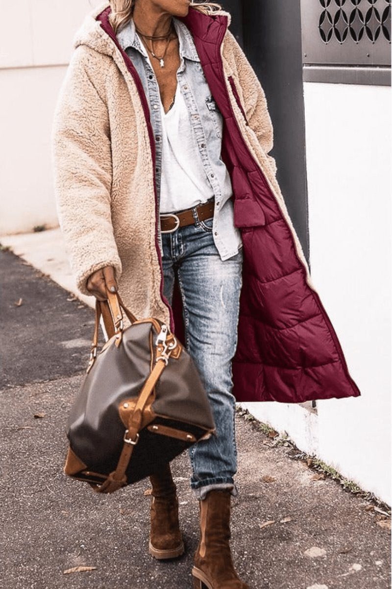 Emily | Women's Reversible Teddy Fleece Hooded Winter Coat