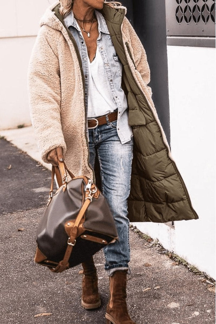 Emily | Women's Reversible Teddy Fleece Hooded Winter Coat