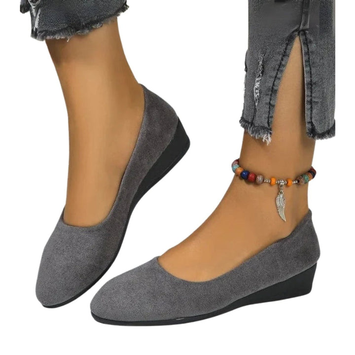 Scarlett | Women's Suede-Effect Wedge Heel Slip-On Shoes Round Toe