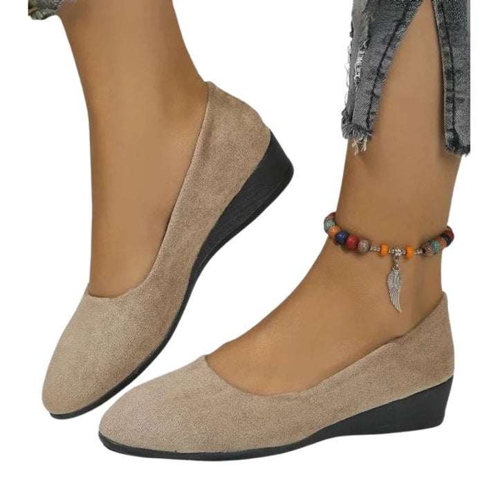 Scarlett | Women's Suede-Effect Wedge Heel Slip-On Shoes Round Toe