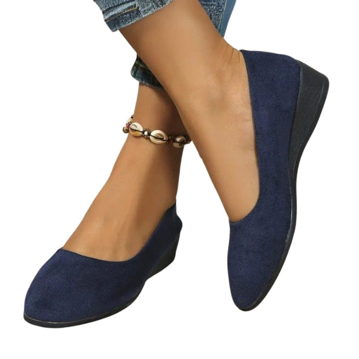 Scarlett | Women's Suede-Effect Wedge Heel Slip-On Shoes Round Toe