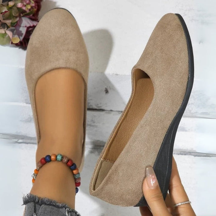 Scarlett | Women's Suede-Effect Wedge Heel Slip-On Shoes Round Toe
