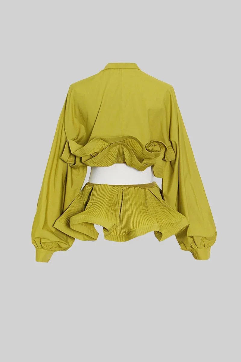 Ava | Women's Ruffle Long-Sleeve Blouse Voluminous Puff Sleeve Top