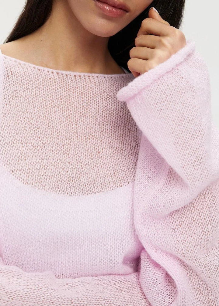Aria | Women's Sheer Knit Jumper Oversized Batwing Sleeve Lightweight