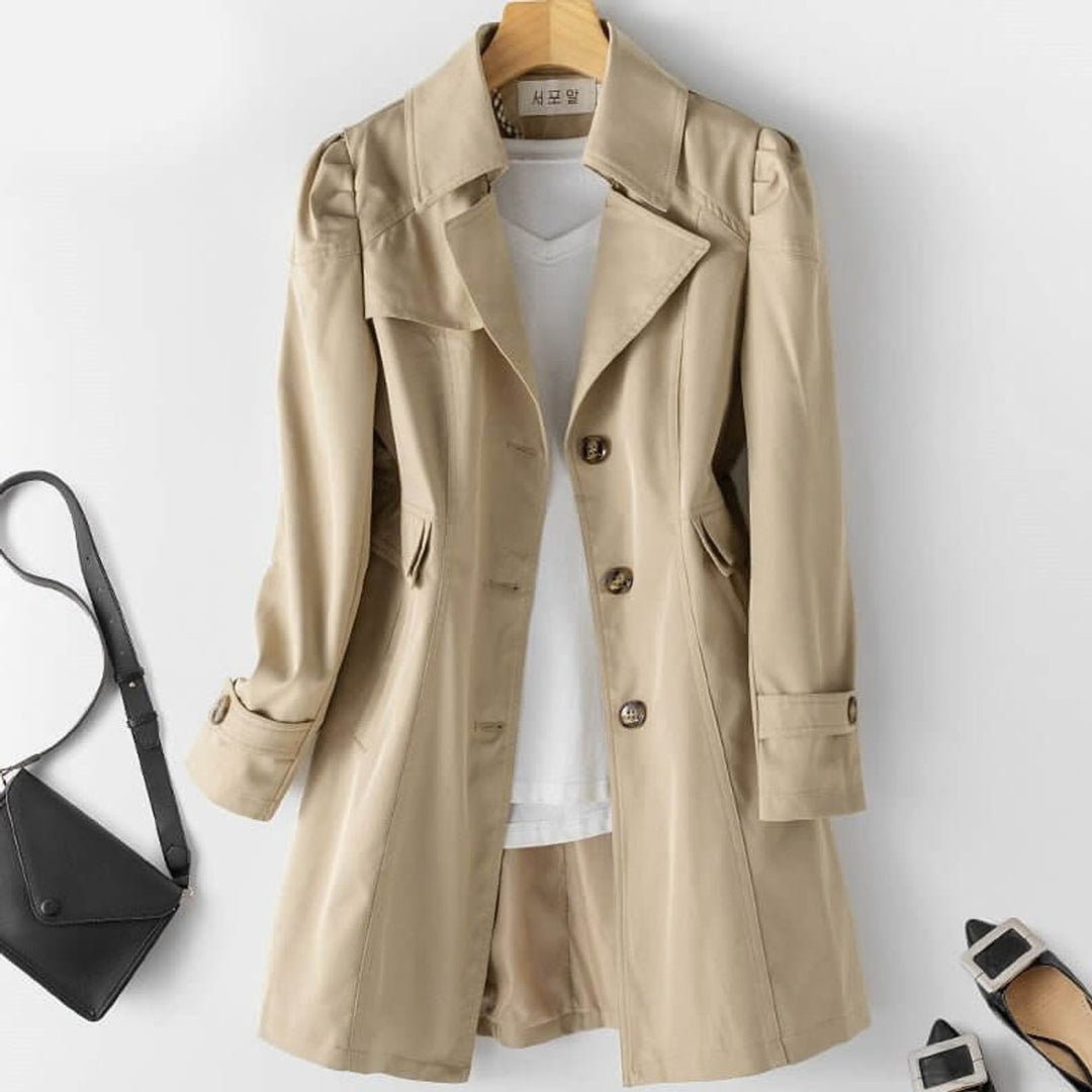 Ava | Women's Single-Breasted Trench Coat Notched Lapel Classic Fit