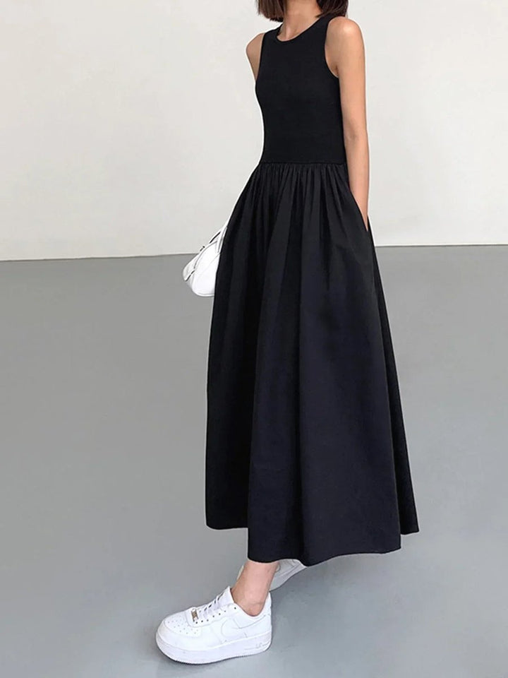 Sienna | Women's Sleeveless Gathered Midi Knitted Dress Everyday Day Dresses