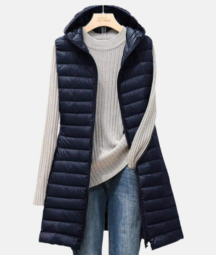 Sophie | Women's Slim-Fit Hooded Long Quilted Puffer Gilet Coat