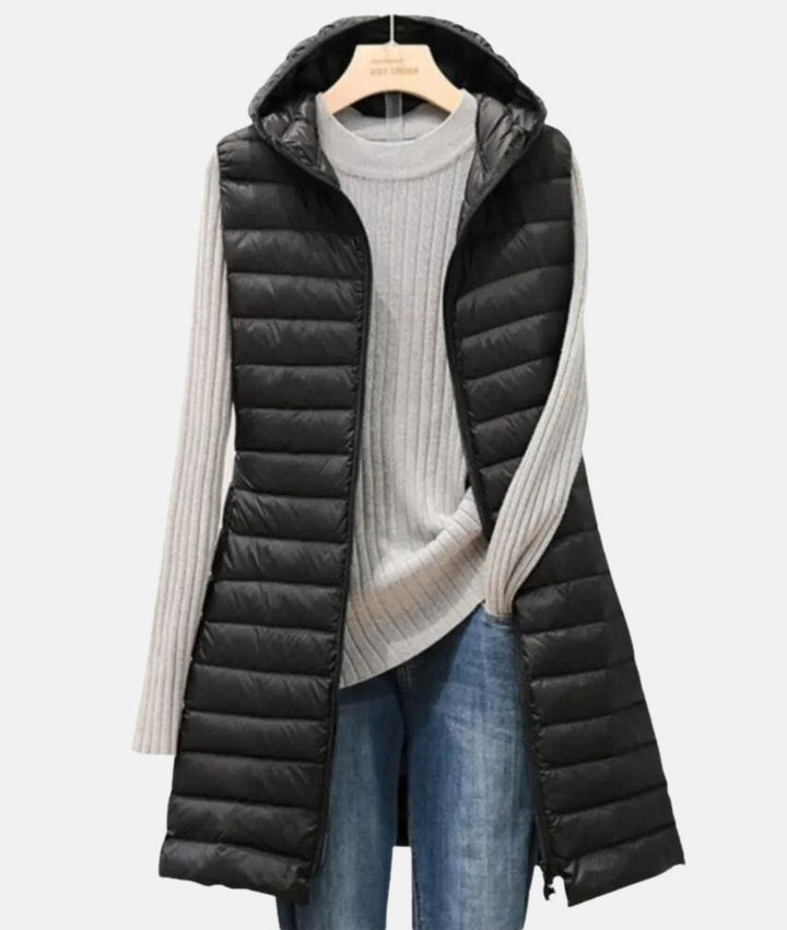 Sophie | Women's Slim-Fit Hooded Long Quilted Puffer Gilet Coat