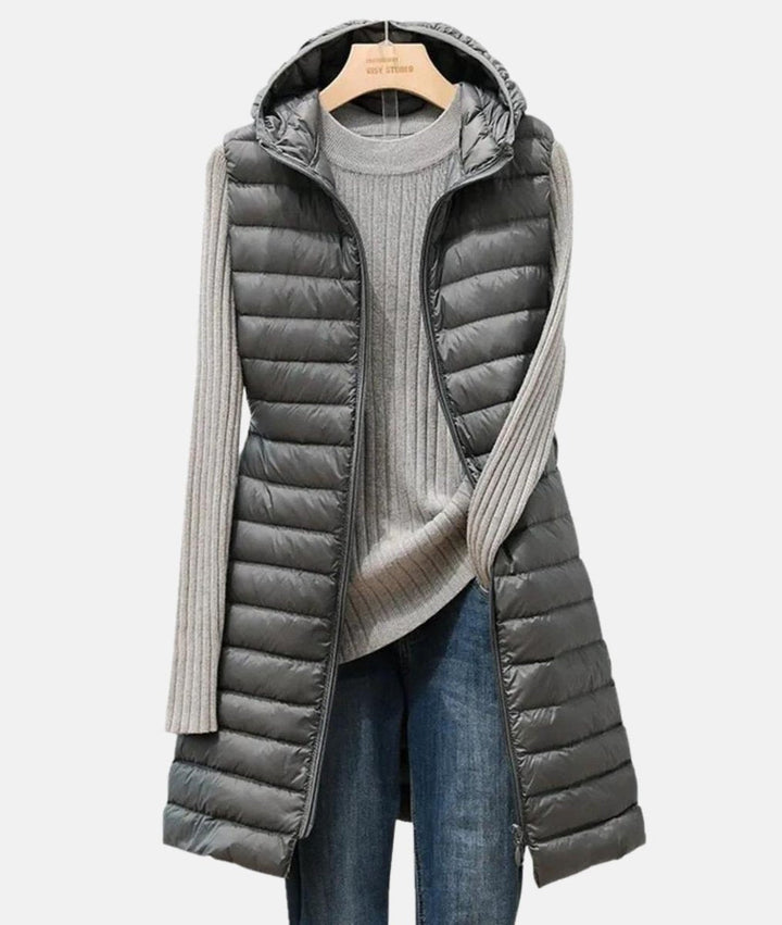 Sophie | Women's Slim-Fit Hooded Long Quilted Puffer Gilet Coat