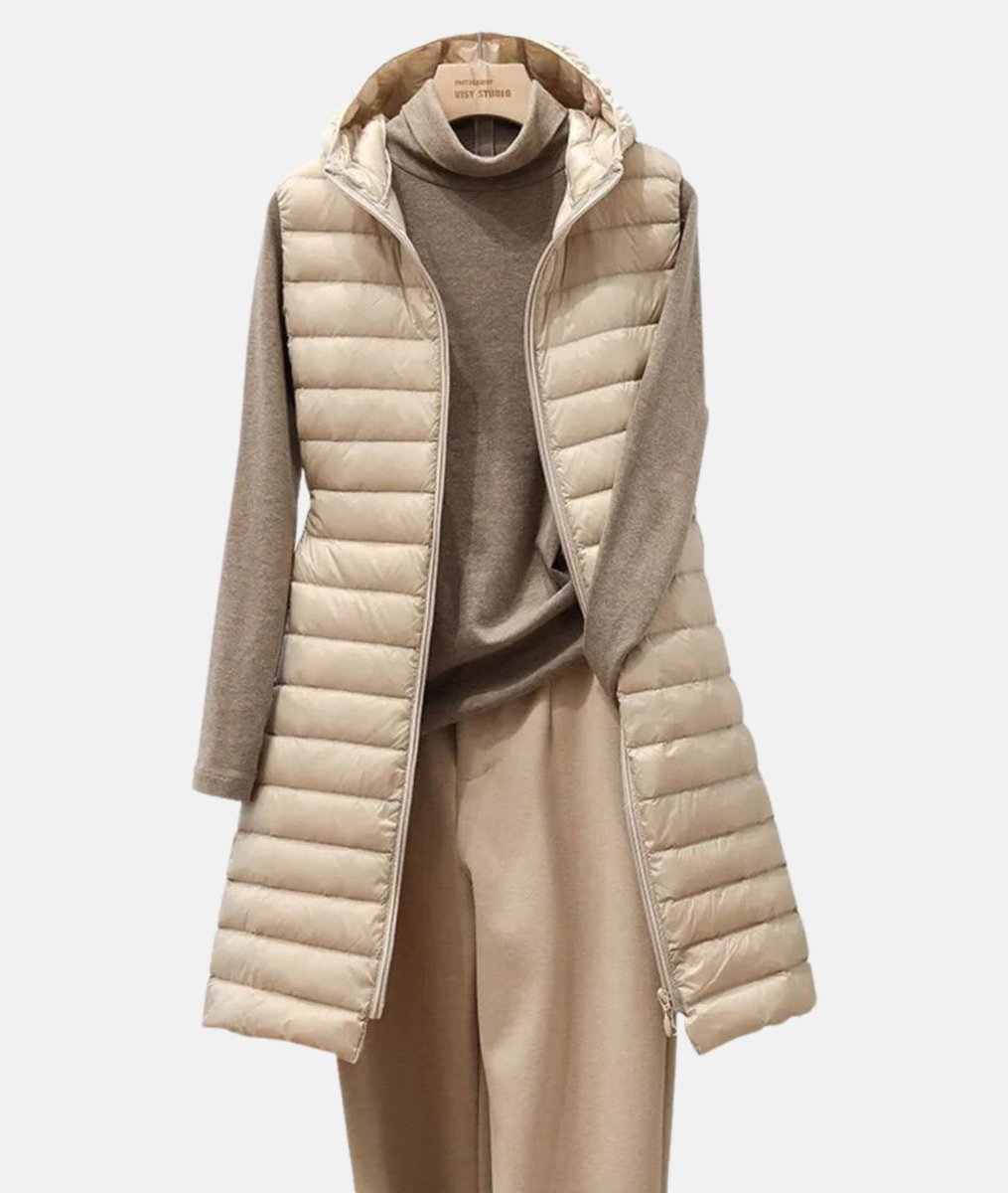Sophie | Women's Slim-Fit Hooded Long Quilted Puffer Gilet Coat