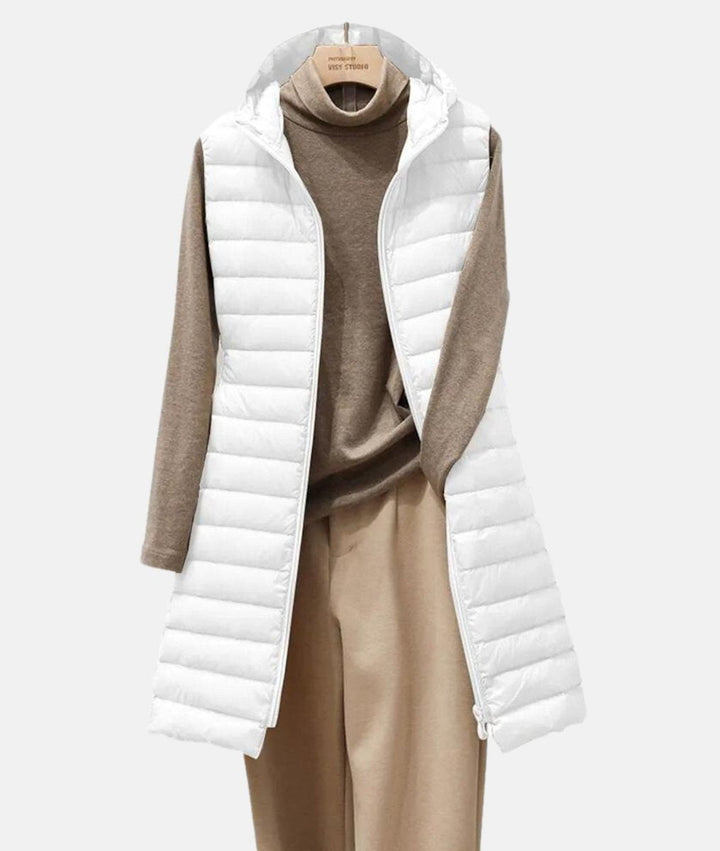 Sophie | Women's Slim-Fit Hooded Long Quilted Puffer Gilet Coat