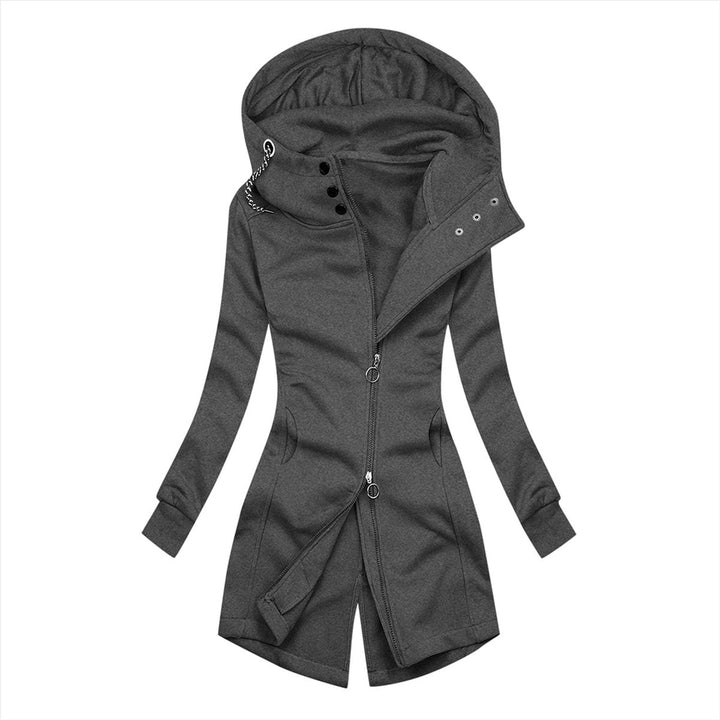 Isla | Womens Slim Fit Hooded Zip-Up Coat Long Jacket