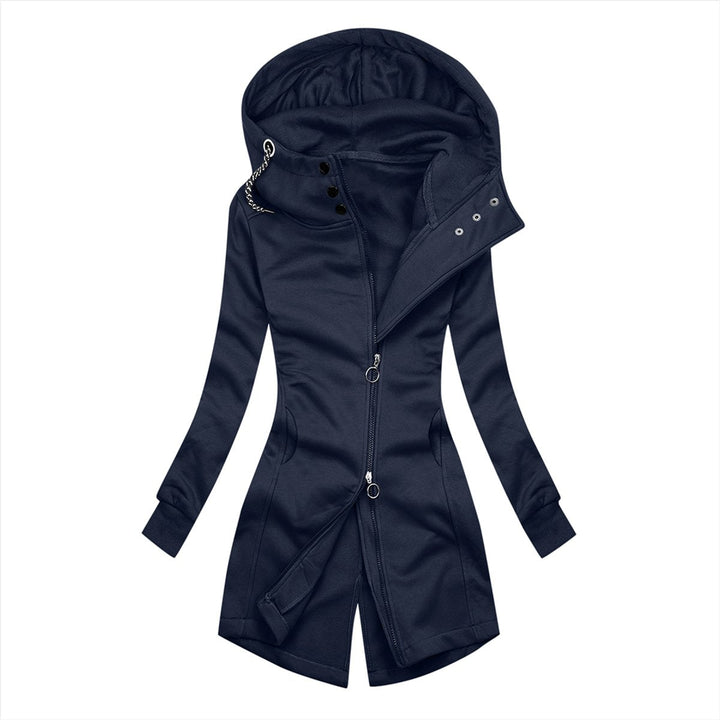Isla | Womens Slim Fit Hooded Zip-Up Coat Long Jacket