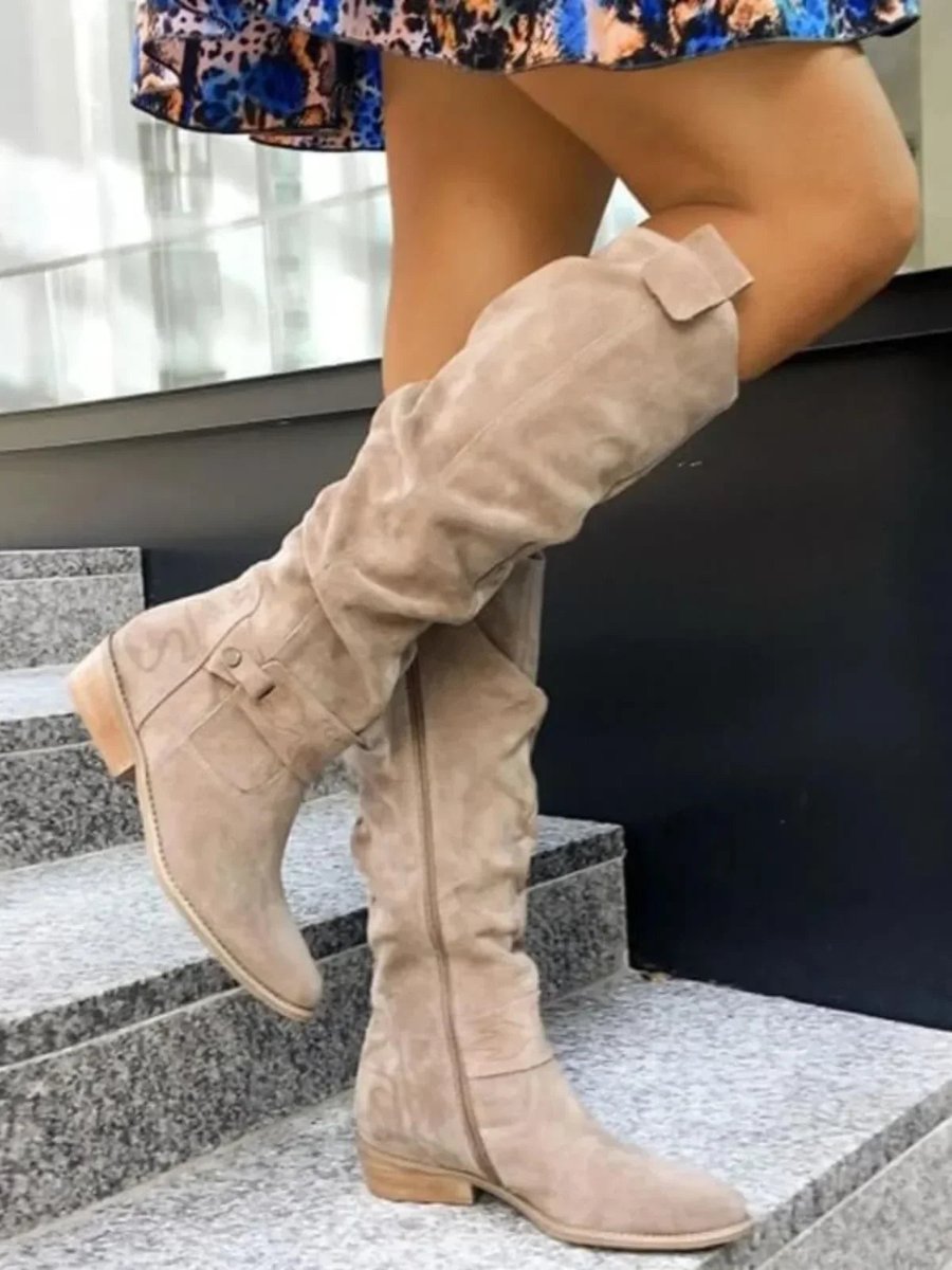 Isla | Women's Slouchy Knee-High Block-Heel Suede Boots