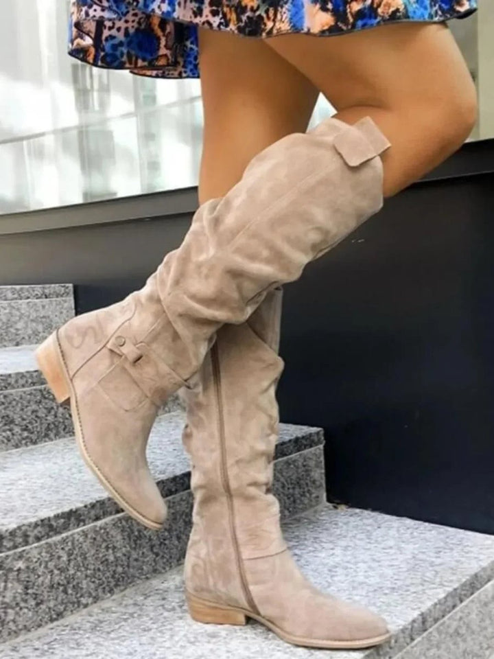 Isla | Women's Slouchy Knee-High Block-Heel Suede Boots