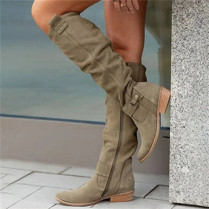 Isla | Women's Slouchy Knee-High Block-Heel Suede Boots