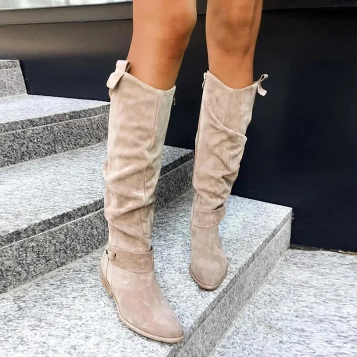 Isla | Women's Slouchy Knee-High Block-Heel Suede Boots