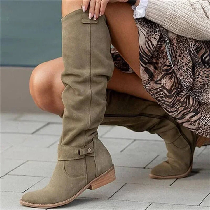 Isla | Women's Slouchy Knee-High Block-Heel Suede Boots