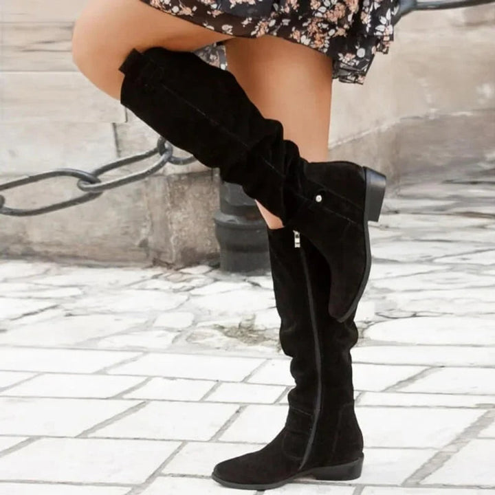 Isla | Women's Slouchy Knee-High Block-Heel Suede Boots