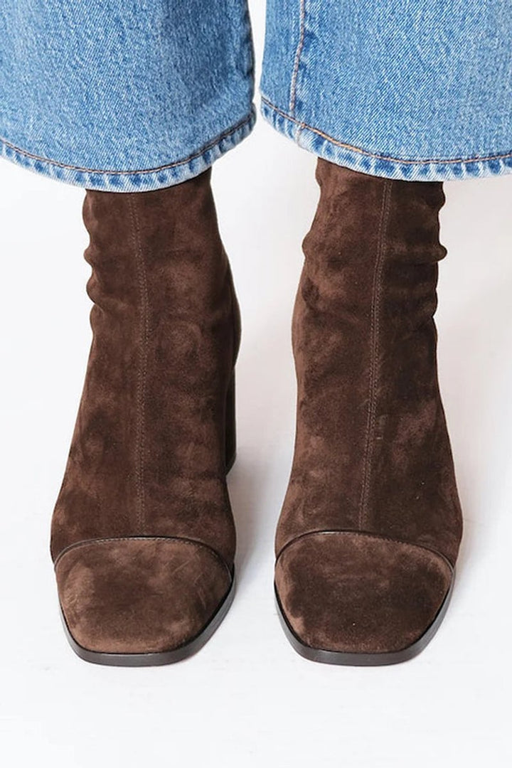 Amelia | Women's Square-Toe Block-Heel Suede Ankle Boots