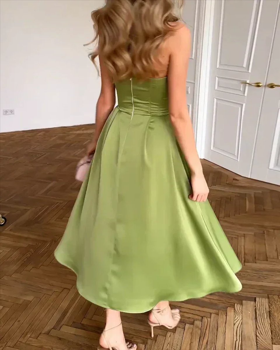 Scarlett | Women's Strapless Bustier Midi Evening Party Dress