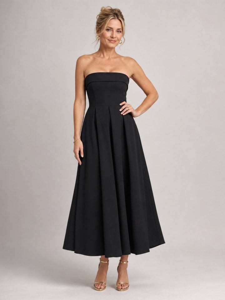 Isla | Women's Strapless Full-Skirt Christmas Party Midi Dress
