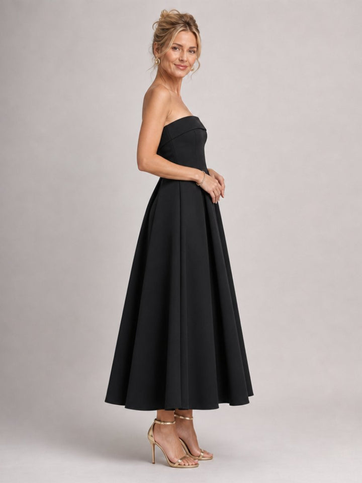 Isla | Women's Strapless Full-Skirt Christmas Party Midi Dress