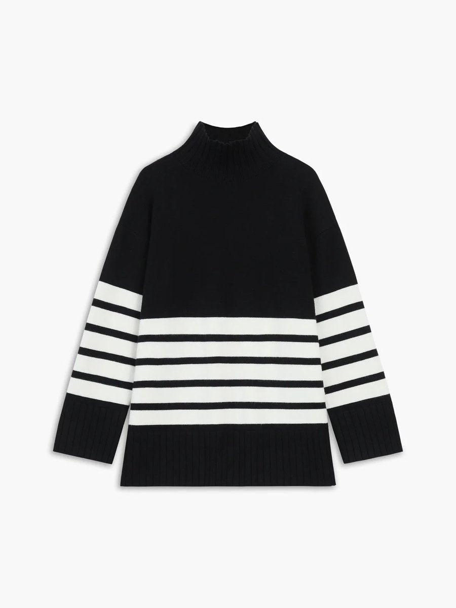 Ivy | Women's Striped Roll Neck Knitted Jumper Oversized Fit