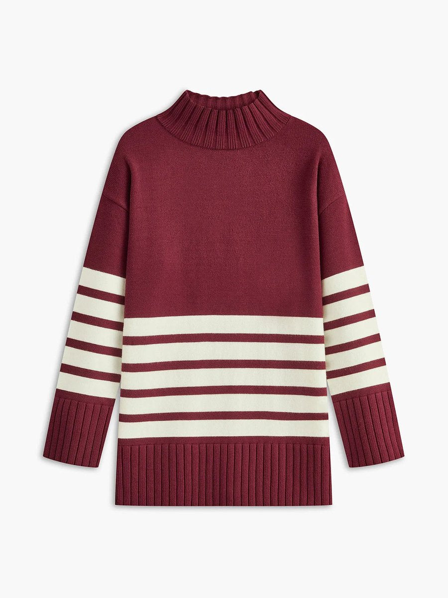 Ivy | Women's Striped Roll Neck Knitted Jumper Oversized Fit