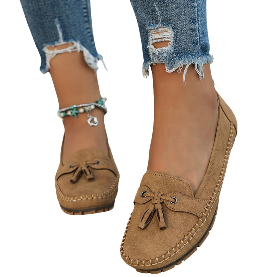 Ella | Women's Suede Bow-Detail Slip-On Flat Loafers