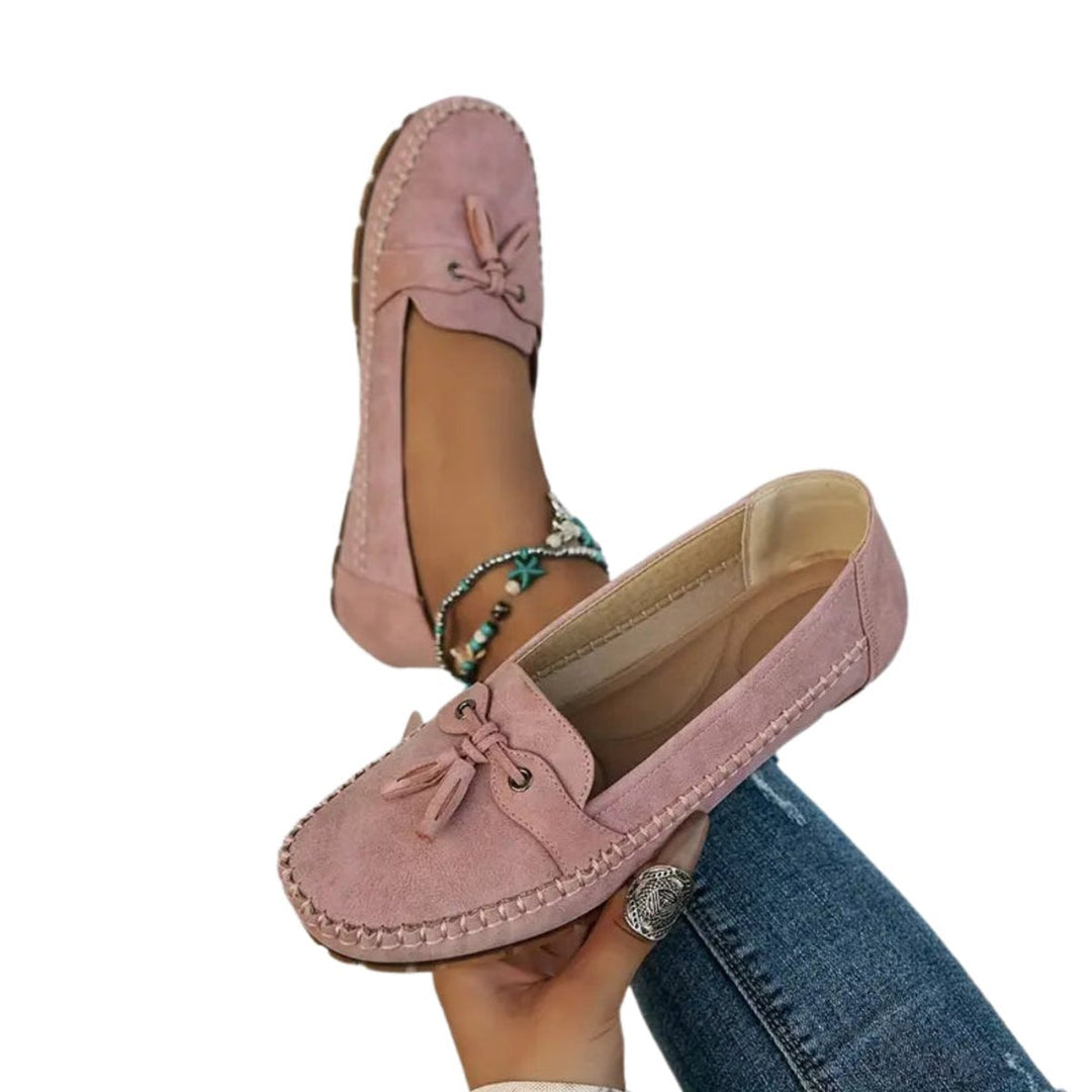 Ella | Women's Suede Bow-Detail Slip-On Flat Loafers