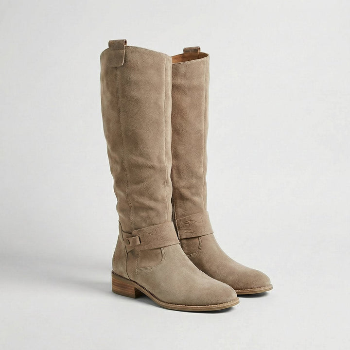 Grace | Women's Suede Look Knee-High Slouch Heeled Boots