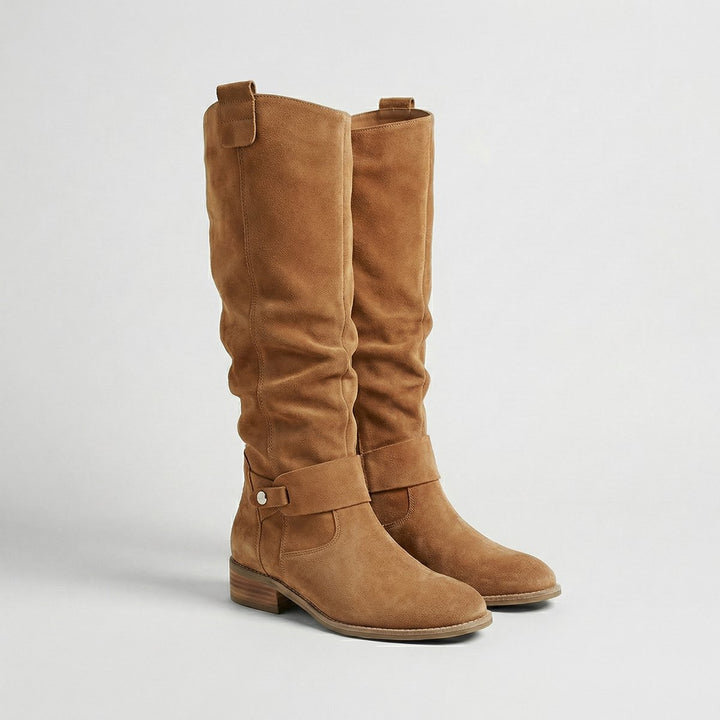 Grace | Women's Suede Look Knee-High Slouch Heeled Boots