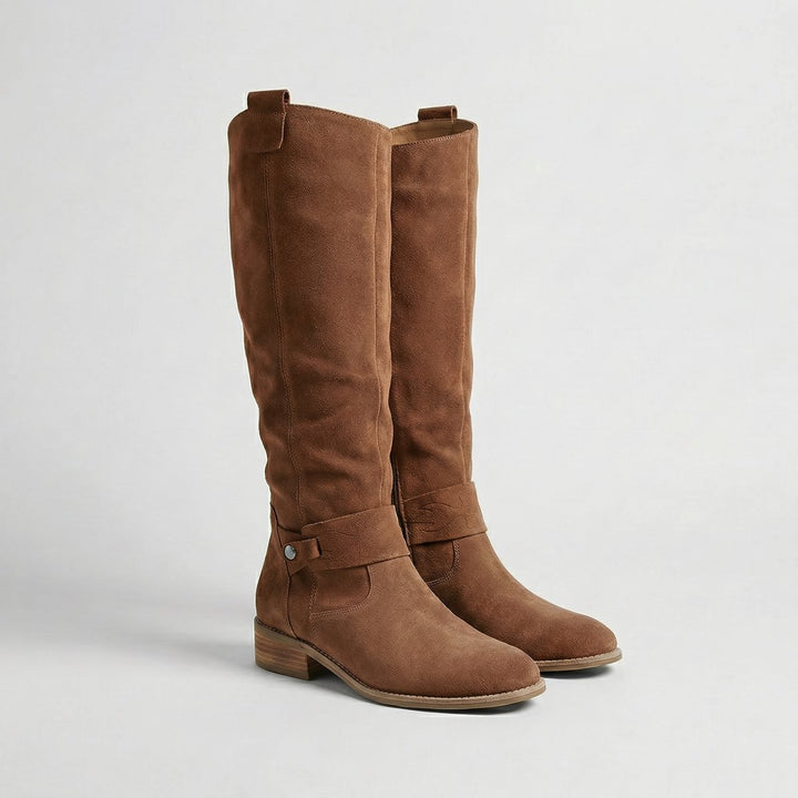 Grace | Women's Suede Look Knee-High Slouch Heeled Boots