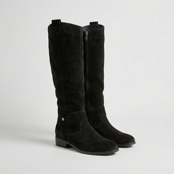 Grace | Women's Suede Look Knee-High Slouch Heeled Boots