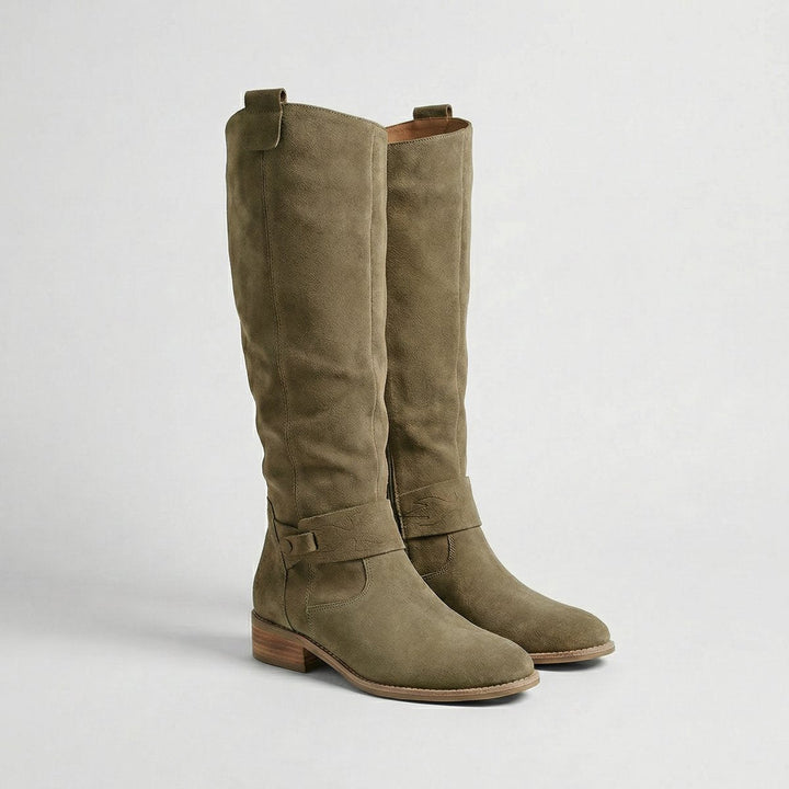 Grace | Women's Suede Look Knee-High Slouch Heeled Boots