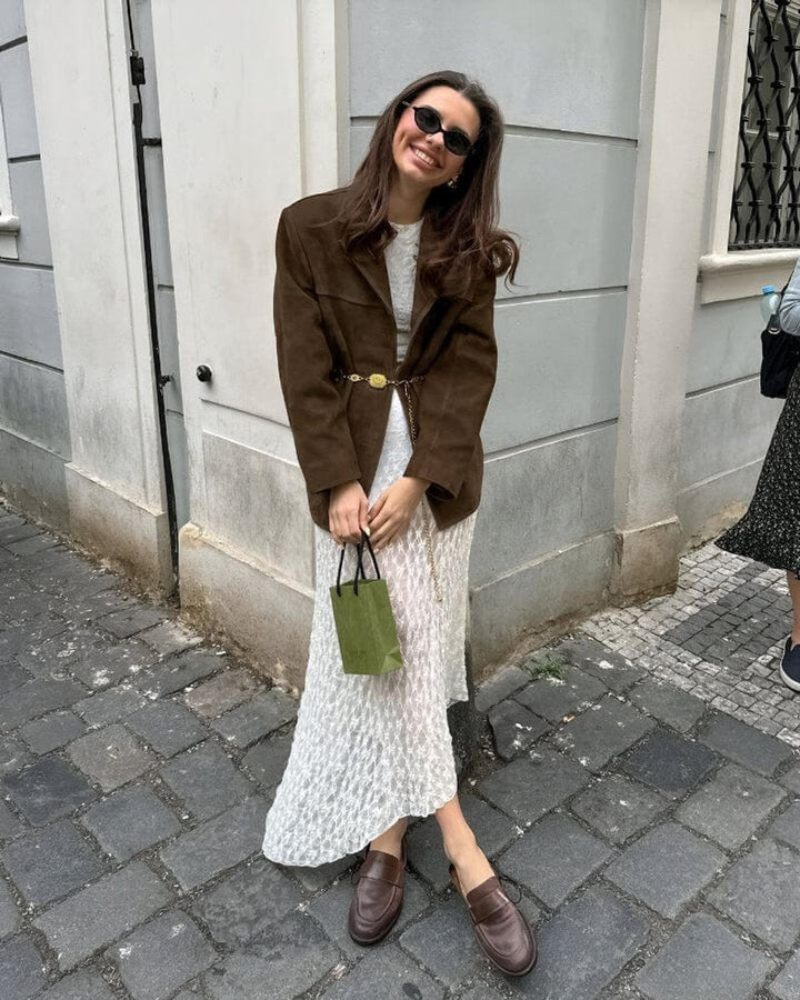 Ivy | Women's Suede Oversized Coat Tailored Blazer Jacket